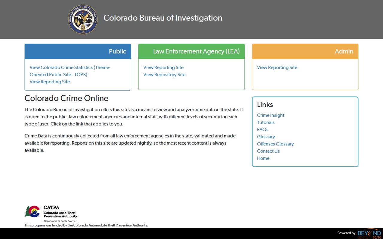 Colorado Crime Statistics official data portal