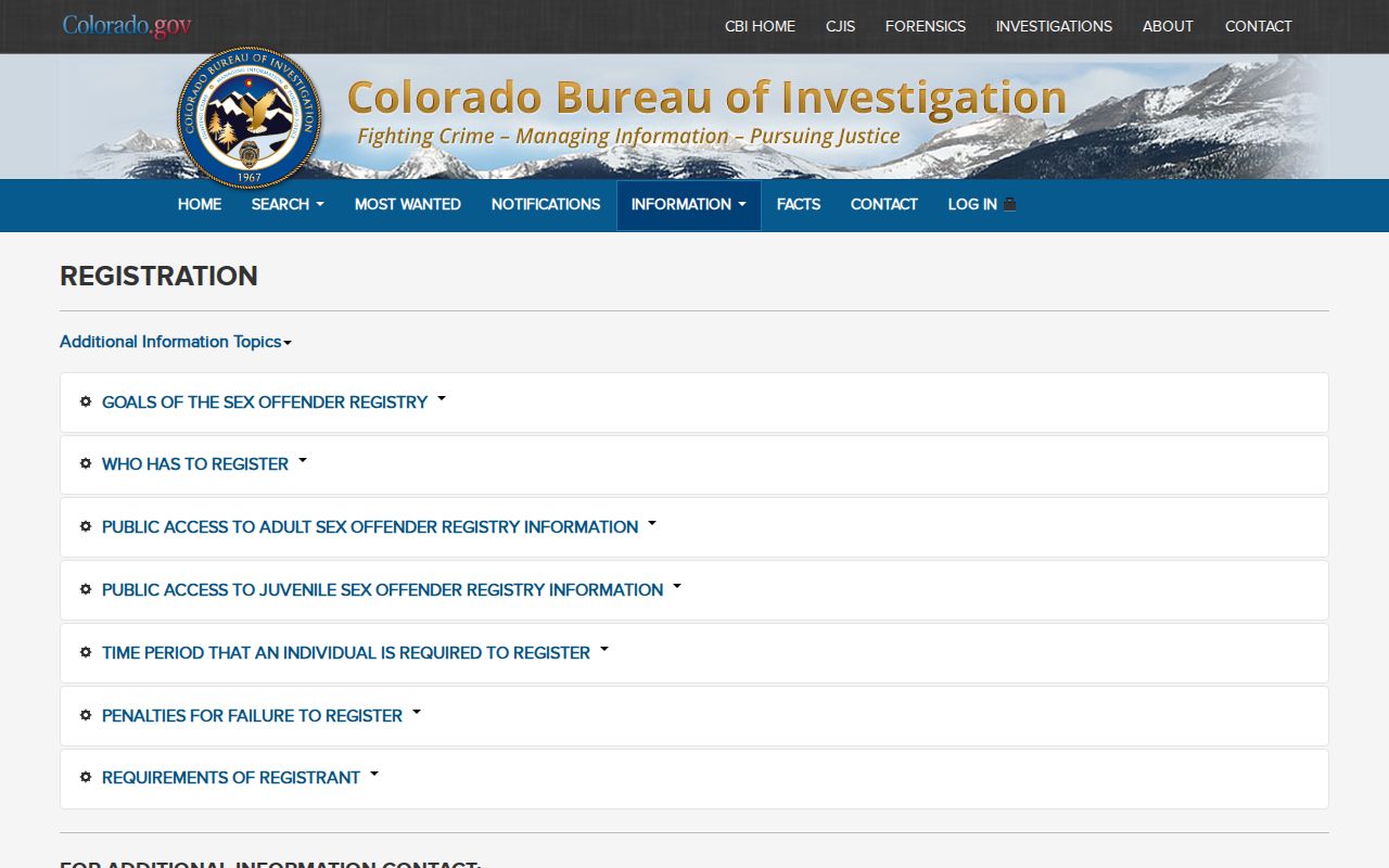 Colorado registration requirements for Moffat County sex offender records
